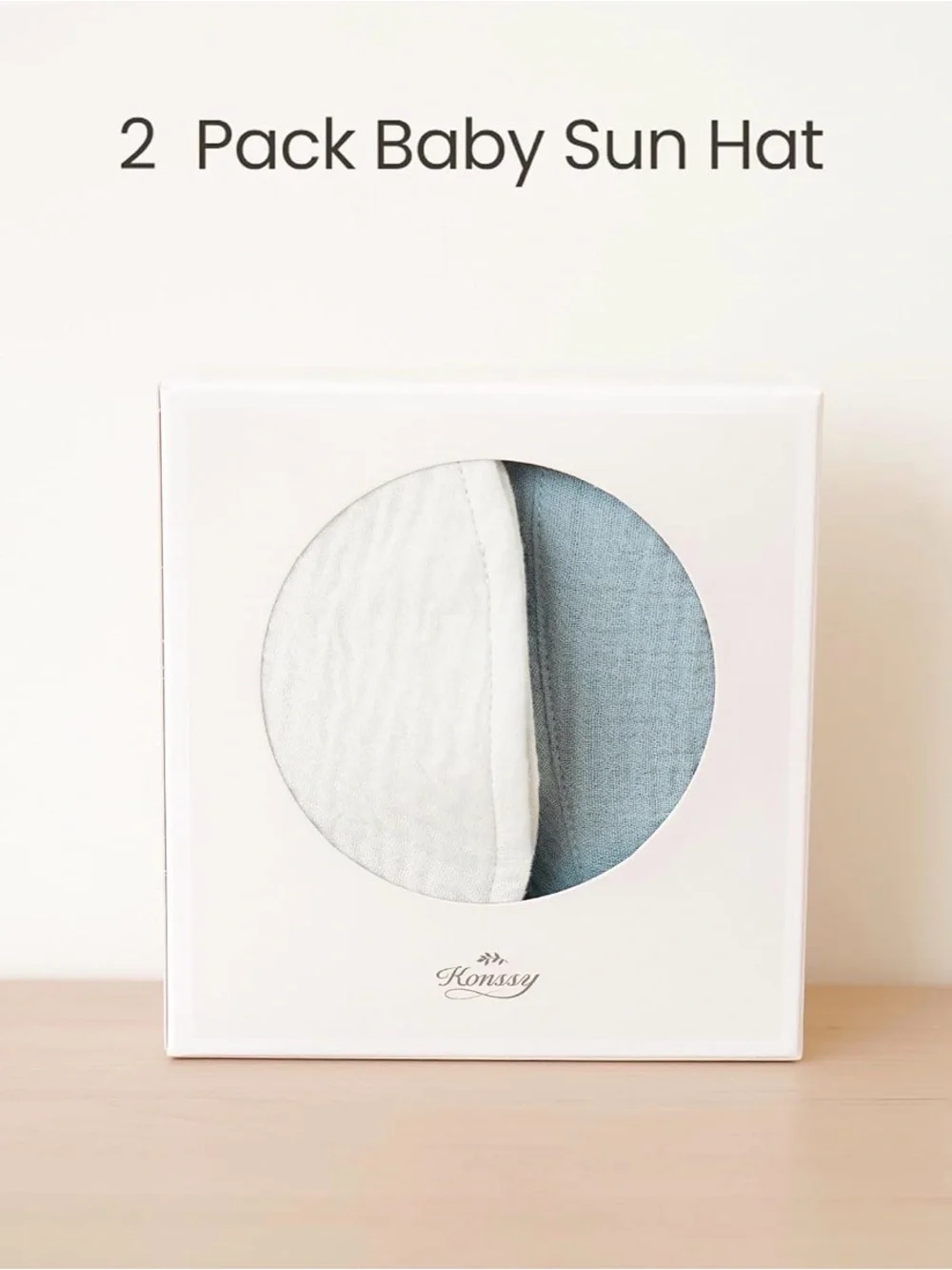 NIB 2-pack Baby Sun Hats - Muslin Cotton with Chin Strap